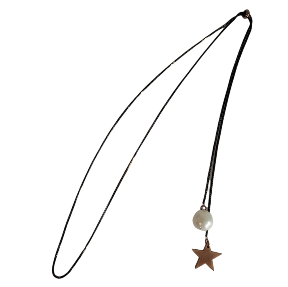 Starry Faux Pearl Bead Dangling Adjustable Necklace